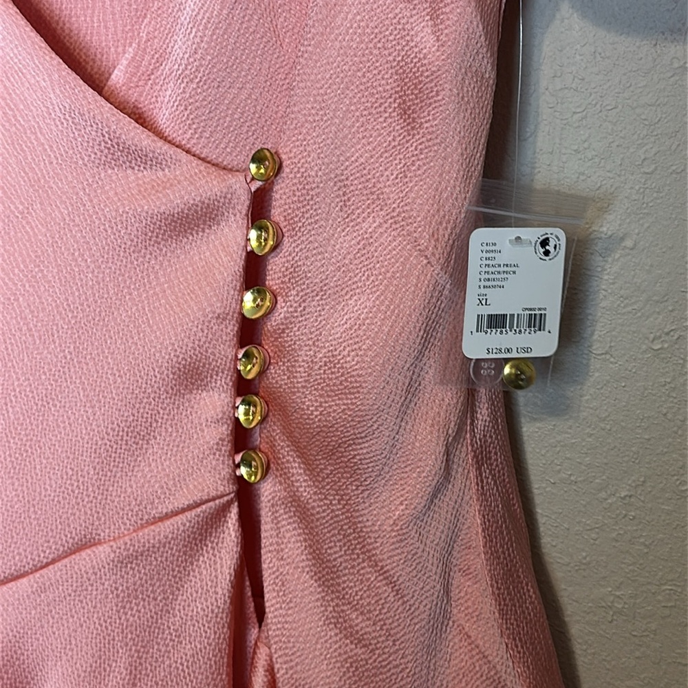 Free People Dress Scarlett Satin Ruffle Wrap Mini‎ Peach Size XL NWT - Picture 8 of 11